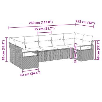 Sofa Set mit Kissen 7 pcs Grau Poly-Rattan