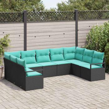 ARDEBO.de - Sofa Set 9 stk. Schwarz [Synthetisch]: Poly Rattan