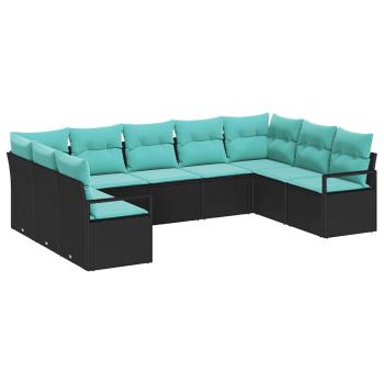 Sofa Set 9 stk. Schwarz [Synthetisch]: Poly Rattan