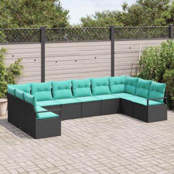 Sofa Set 10 stk. Schwarz [Synthetisch]: Poly Rattan