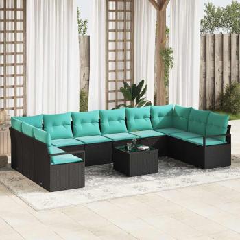 ARDEBO.de - Sofa Set 11 stk. Schwarz [Synthetisch]: Poly Rattan