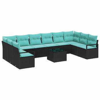 Sofa Set 11 stk. Schwarz [Synthetisch]: Poly Rattan