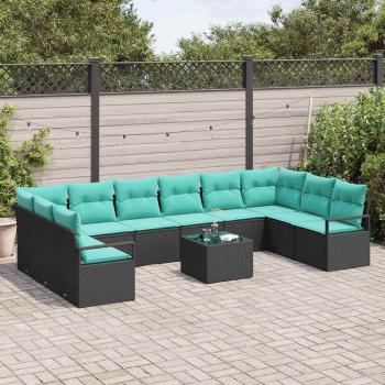 Sofa Set 11 stk. Schwarz [Synthetisch]: Poly Rattan