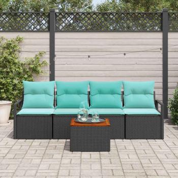 ARDEBO.de - Gartensofa-set 5 stk. Schwarz Poly-Rattan