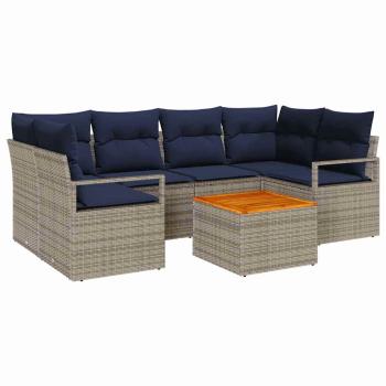 ARDEBO.de - Gartensofa-set mit Kissen 7 pcs Grau Poly-Rattan