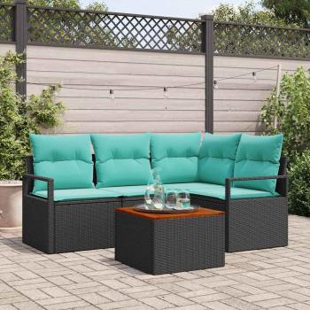 ARDEBO.de - Gartensofa-set 5 stk. Schwarz Poly-Rattan