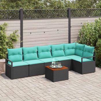 ARDEBO.de - Gartensofa-set 7 stk. Schwarz Poly-Rattan