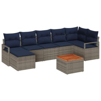 Gartensofa-set 8 Stk. Grau Poly-Rattan