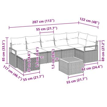 Gartensofa-set 8 Stk. Grau Poly-Rattan
