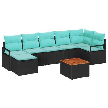 Gartensofa-set 8 stk. Schwarz Poly-Rattan