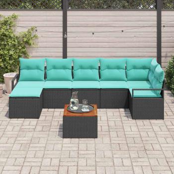 Gartensofa-set 8 stk. Schwarz Poly-Rattan