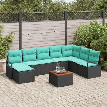 ARDEBO.de - Gartensofa-set 9 stk. Schwarz Poly-Rattan