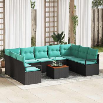 ARDEBO.de - Gartensofa-set 10 stk. Schwarz Poly-Rattan