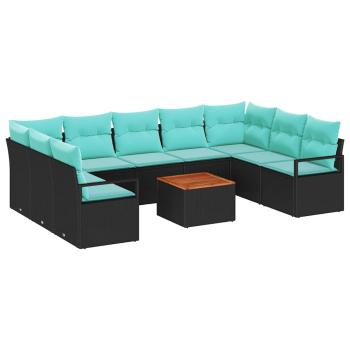 Gartensofa-set 10 stk. Schwarz Poly-Rattan
