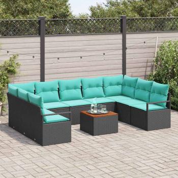 Gartensofa-set 10 stk. Schwarz Poly-Rattan