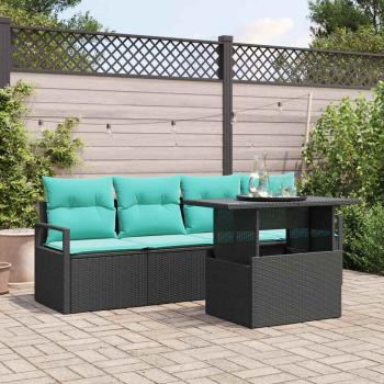 ARDEBO.de - Gartensofa-set mit Speicher 5 pcs Schwarz Poly-Rattan