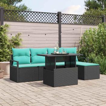 ARDEBO.de - Garten-Sofa-Set mit Kissen 6 pcs Schwarz und blau