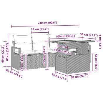 Garten-Sofa-Set mit Kissen 5 pcs Grau und Marineblau
