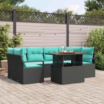 ARDEBO.de - Garten-Sofa-Set mit Kissen 7 pcs Schwarz und blau