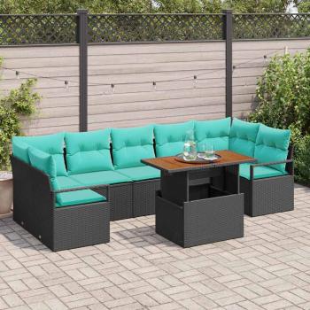 ARDEBO.de - Gartensofa-set 8 stk. 7-Sitzanzahl Schwarz und Türkis
