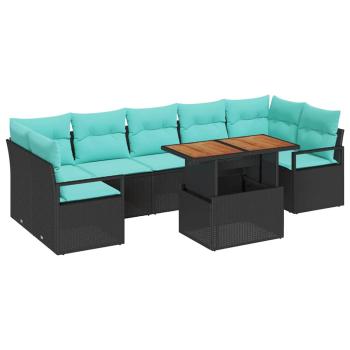 Gartensofa-set 8 stk. 7-Sitzanzahl Schwarz und Türkis