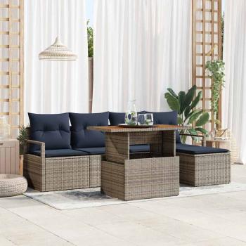 ARDEBO.de - Gartensofa-set 6 pcs Grau und Marineblau