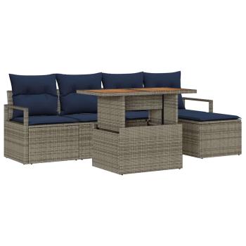 Gartensofa-set 6 pcs Grau und Marineblau