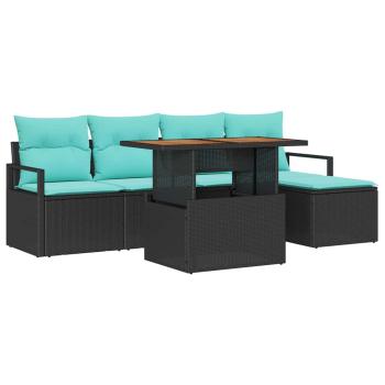 Gartensofa-set 6 stk. Schwarz und Türkis