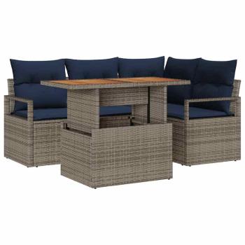 Gartensofa-set 5 stk. 4-Sitzanzahl Grau und Marineblau