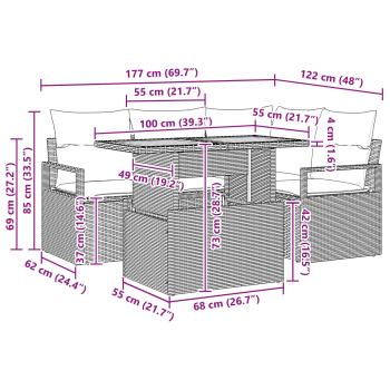 Gartensofa-set 5 stk. 4-Sitzanzahl Grau und Marineblau