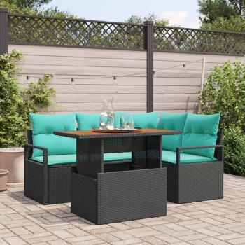 ARDEBO.de - Garten Essgruppe mit Kissen 5 pcs Schwarz und Teal