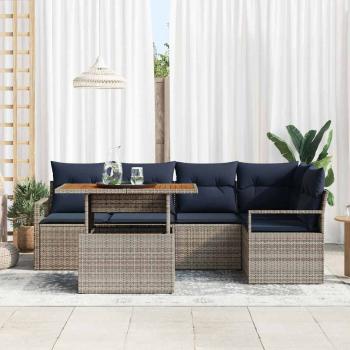 Garten Essgruppe mit Kissen 6 pcs Grau und Marineblau