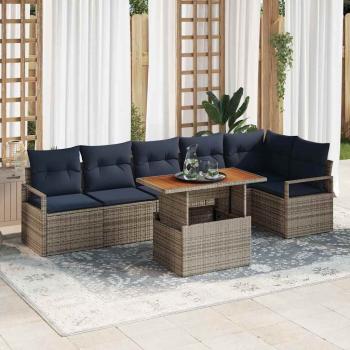 ARDEBO.de - Gartensofa-set 7 stk. 6-Sitzanzahl Grau und Marineblau