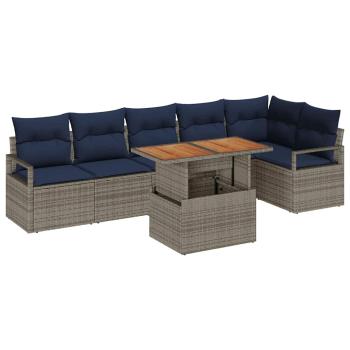 Gartensofa-set 7 stk. 6-Sitzanzahl Grau und Marineblau