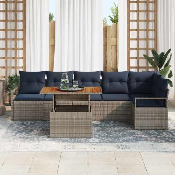 Gartensofa-set 7 stk. 6-Sitzanzahl Grau und Marineblau