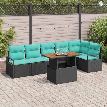 ARDEBO.de - Gartensofa-set 7 stk. 6-Sitzanzahl Schwarz und Türkis