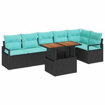 Gartensofa-set 7 stk. 6-Sitzanzahl Schwarz und Türkis