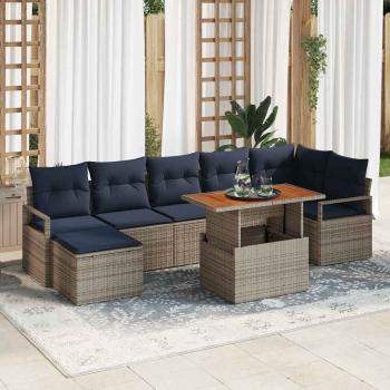 ARDEBO.de - Gartensofa-set 8 pcs Grau und Marineblau