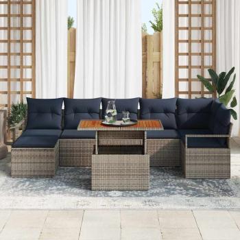 Gartensofa-set 8 pcs Grau und Marineblau