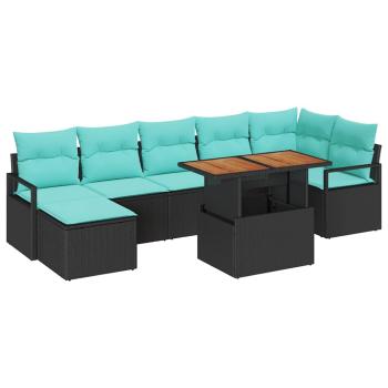 Gartensofa-set 8 pcs Schwarz und Türkis