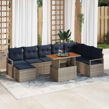 ARDEBO.de - Gartensofa-set 9 pcs Grau und Marineblau