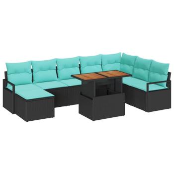 Garten Essgruppe mit Kissen 9 pcs Schwarz und Teal