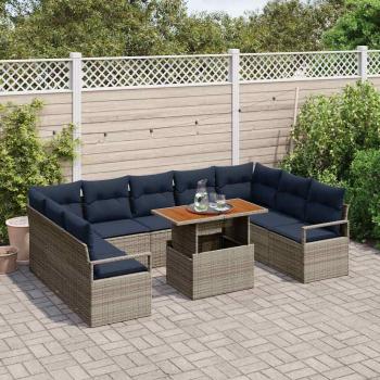 Gartensofa-set 10 stk. 9-Sitzanzahl Grau und Marineblau