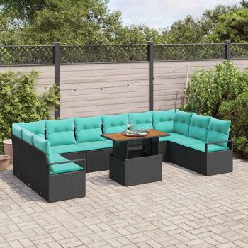 Gartensofa-set 11 stk. 10-Sitzanzahl Schwarz und Türkis