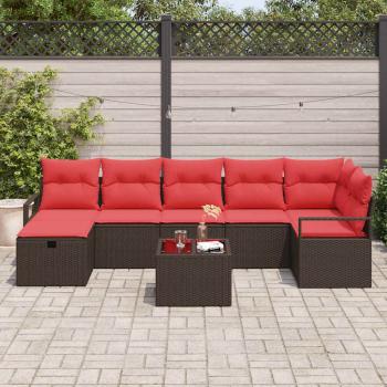 Sofa Set mit Kissen mit Speicher Braun und Rot Poly-Rattan