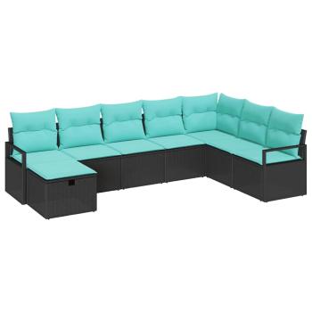 Sofa Set 8 Stk. Schwarz Poly-Rattan
