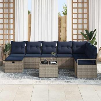 Sofa Set 9 stk. Grau Poly-Rattan