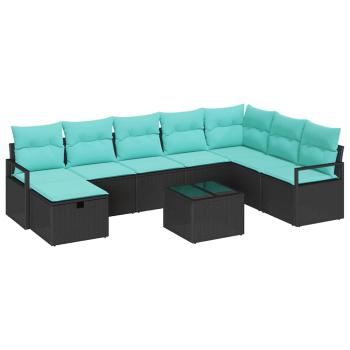 Sofa Set 9 stk. Schwarz Poly-Rattan