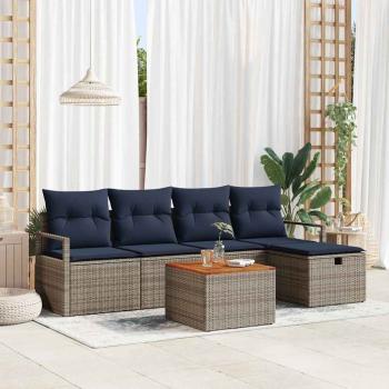 ARDEBO.de - Gartensofa-set 6 Stk. Grau Poly-Rattan