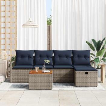 Gartensofa-set 6 Stk. Grau Poly-Rattan